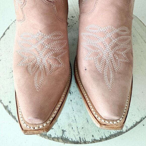 Lane Gallatin Womens Cowboy Boots 7.5 Pink Cowgirl Western Mid Calf Pointed Toe - Picture 6 of 13